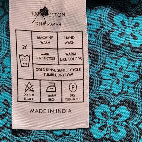 Consequence Mens Small Turquoise Black Long Sleeve Button-Up Shirt - Picture 4 of 12